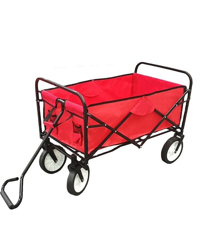 Folding Trolley Wagon Cart Heavy Duty Big Wheel Folding Outdoor Utility Wagon Collapsible Garden Trolley