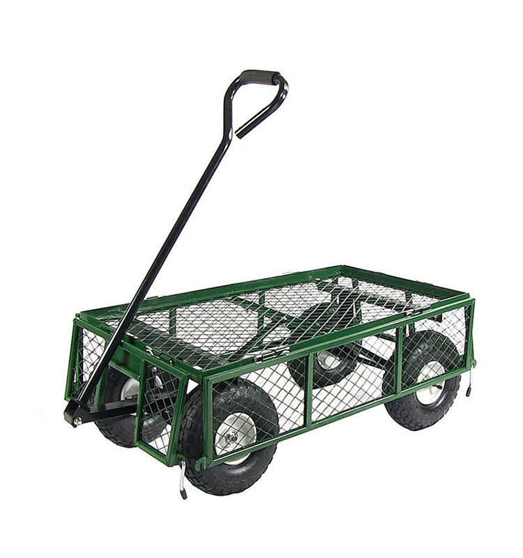 Metal Wagon with removable sides Heavy Duty Garden Tool Trolley Cart 2 in 1 wheelbarrow tool cart