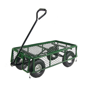 Metal Wagon with removable sides Heavy Duty Garden Tool Trolley Cart 2 in 1 wheelbarrow tool cart