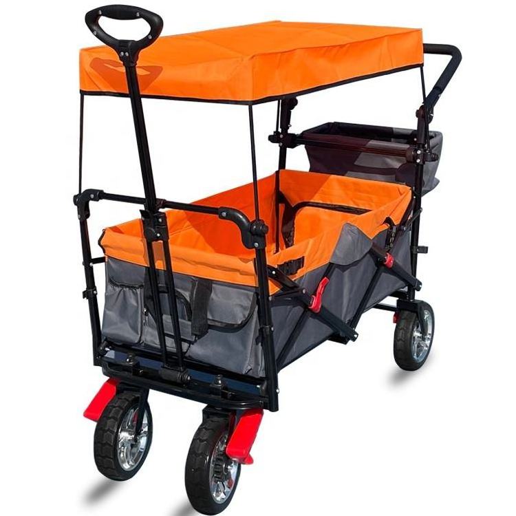 Folding Beach Wagon Cart Outdoor Camping Hand Carts and Trolleys With Kid Pet Custom Color Wheelbarrow Utility Cart