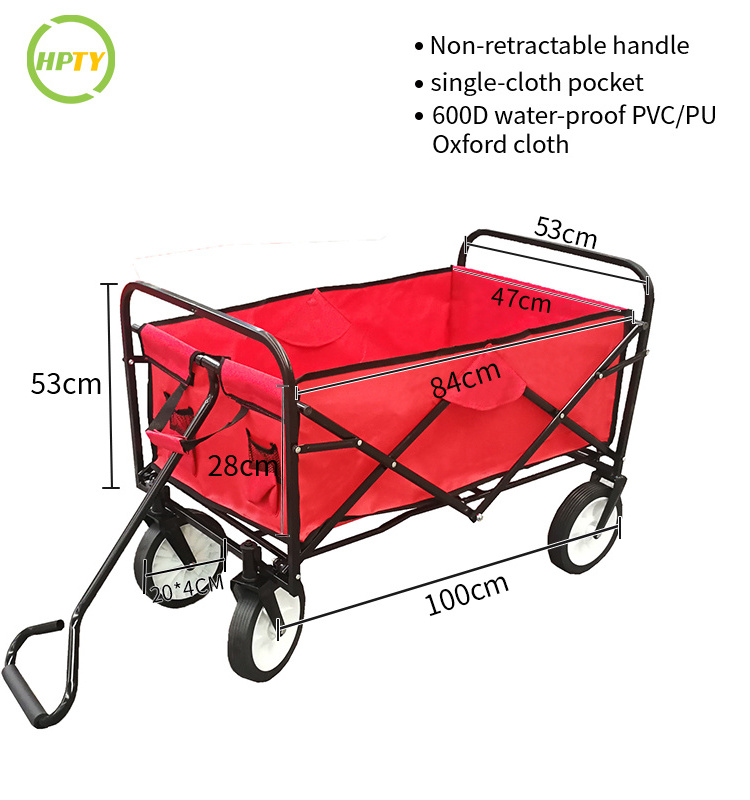 Folding Trolley Wagon Cart Heavy Duty Big Wheel Folding Outdoor Utility Wagon Collapsible Garden Trolley