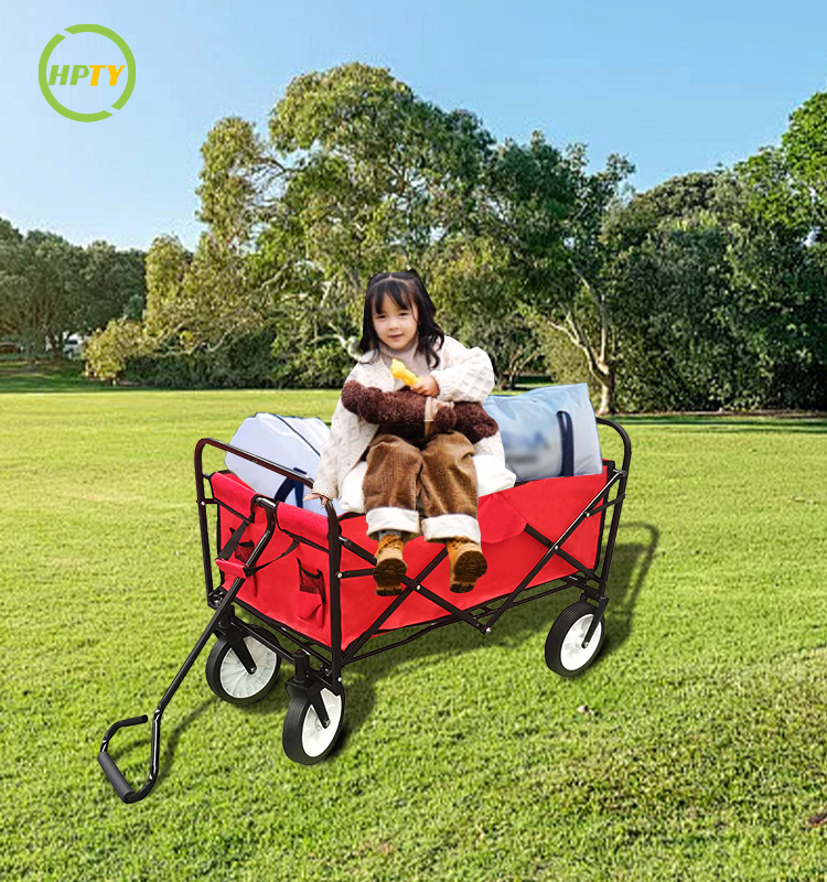 Folding Trolley Wagon Cart Heavy Duty Big Wheel Folding Outdoor Utility Wagon Collapsible Garden Trolley