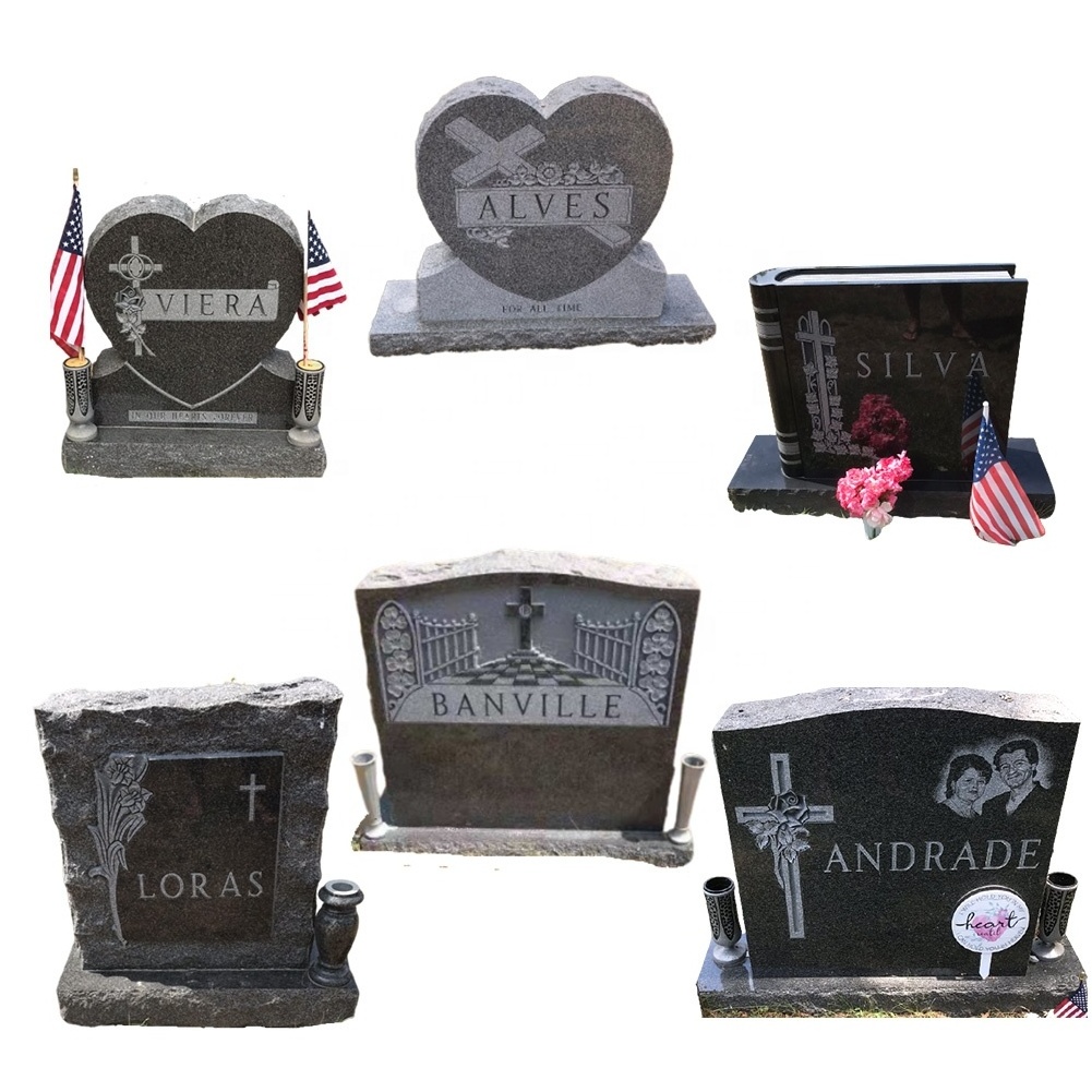 Chinese Black Granite Cemetery Headstones Tombstone Wholesale Monument