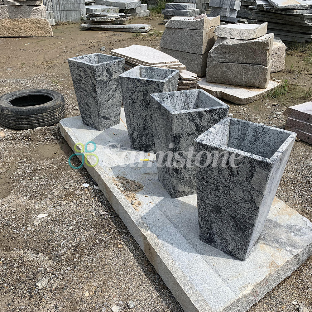 Samistone Granite Flower Vase For Graves Flower Pot Outdoor Cemetry