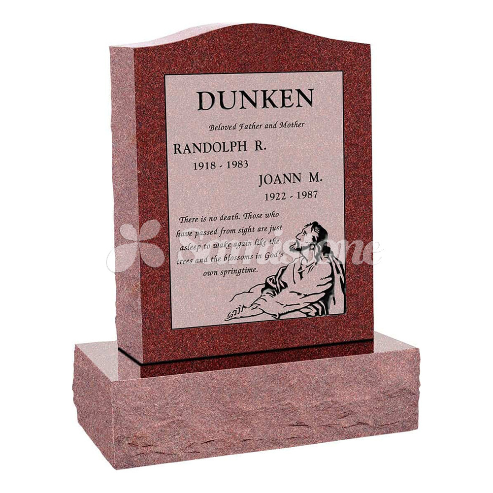 Samistone Red Granite Headstone Wholesale Red Pink Mahogany Granite Tombstone Monument Design Customization