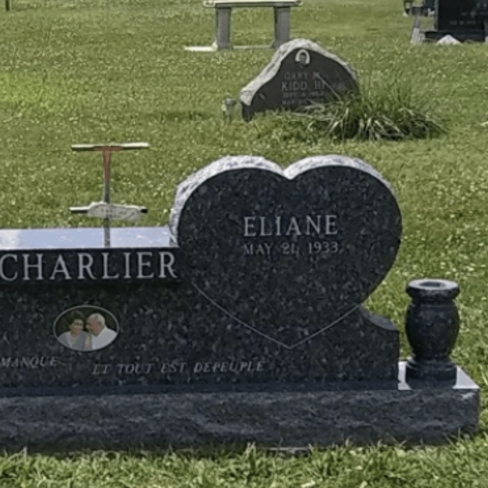 Double Tombstone Black Granite Tombstone Heart Shape Gravestone Designs