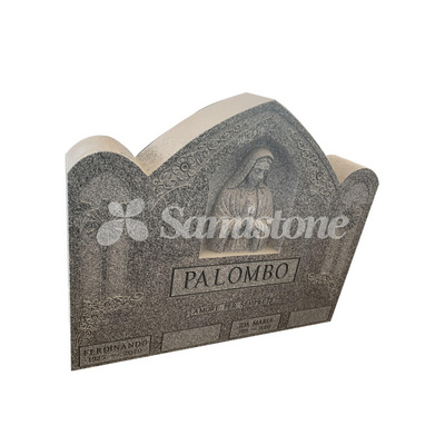 Saint Maria Carving Tombstone Upright Headstone Granite American Style Tombstone and Monument with Carvings and Sculpture