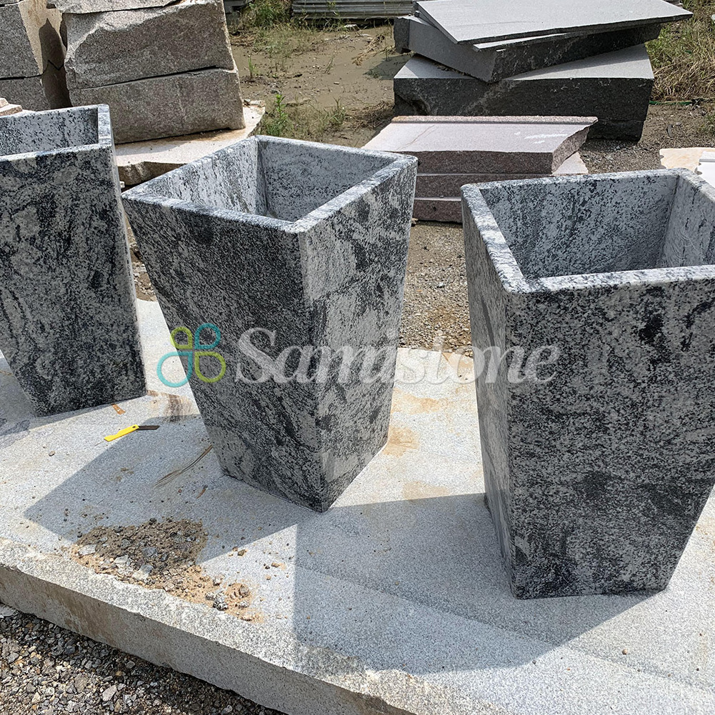 Samistone Granite Flower Vase For Graves Flower Pot Outdoor Cemetry