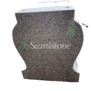 Samistone Red Pink Granite Tombstone S-Shaped Cut Grave Stone Carvings and Sculptures