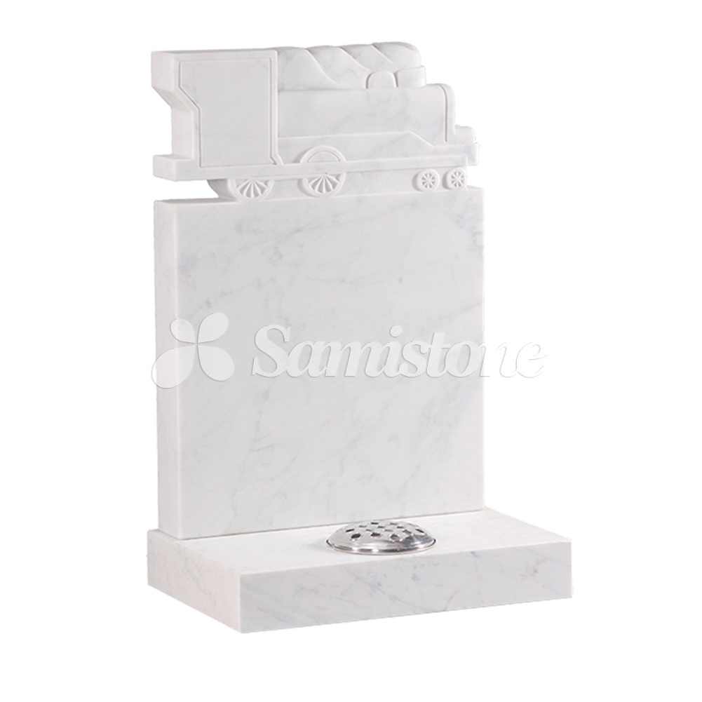 Samistone Bianco Carrara Marble Upright Headstone with Base White Tombstone New Zealand Tombstone Blank Marble Tombstone