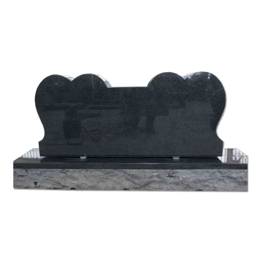 Double Tombstone Black Granite Tombstone Heart Shape Gravestone Designs