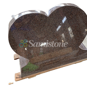 Samistone American Style Mahogany Red Granite Heart Shape Tombstone Headstone and Monument Design Customize