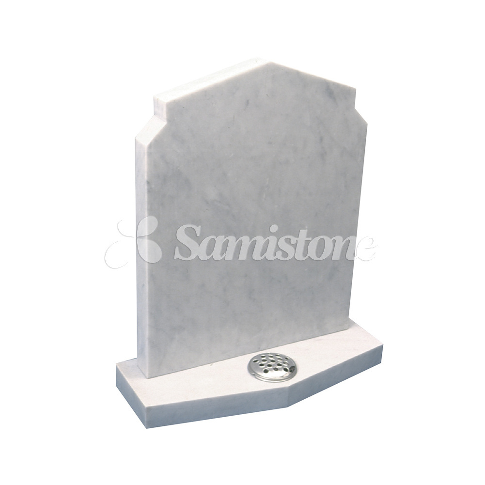 Samistone Bianco Carrara Marble Upright Headstone with Base White Tombstone New Zealand Tombstone Blank Marble Tombstone