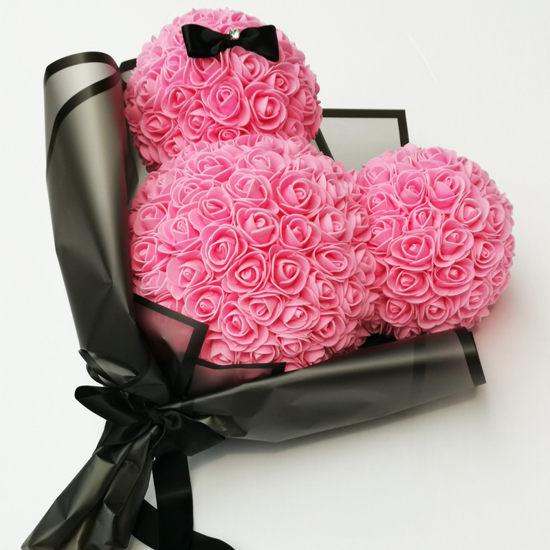 Wholesale Popular Mother's Day Gift Teddy Rose Mouse With Paper Bouquet Holder