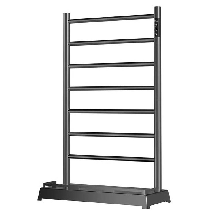 Modern Design Black 304 Stainless Steel Stand Towel Rail Electric Heated Free Standing Hot Towel Rack Warmer