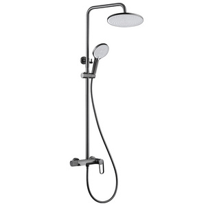 Modern Bath and Shower Set Faucets with Round Shower Head Rainfall Hot Cold Water Mixer