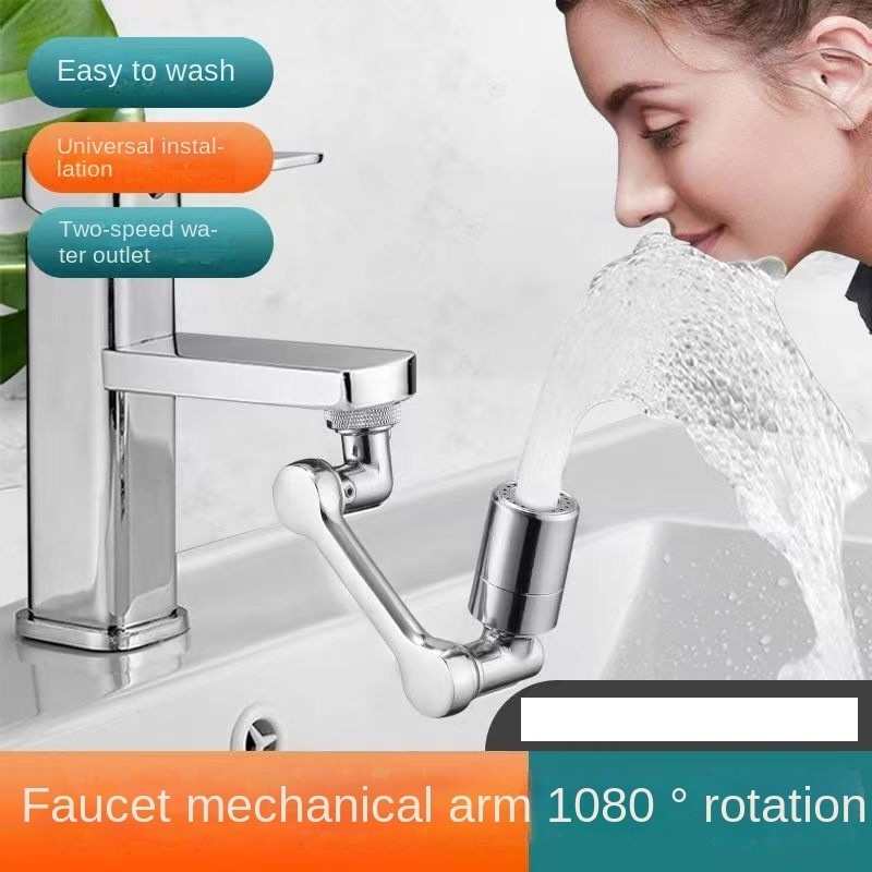 Wholesale full Brass Universal Water Tap 1080 Swivel Robotic Arm Extension Rotation smart Extender Rotatable Faucet Aerator