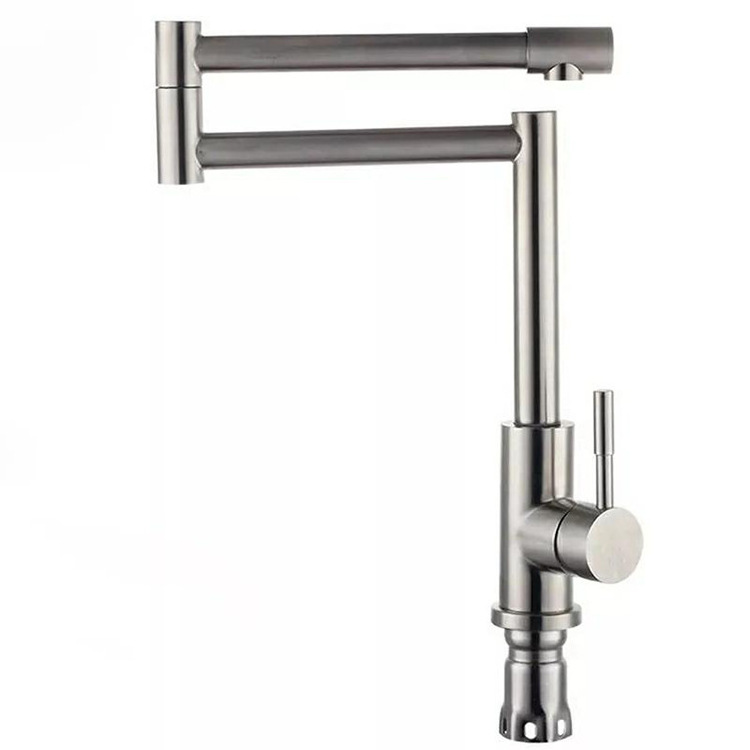 SAMIYAH SUS 304 special tall folding design 360 degree kitchen tap single handle nickel brushed long kitchen faucet