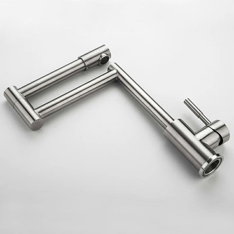 SAMIYAH SUS 304 special tall folding design 360 degree kitchen tap single handle nickel brushed long kitchen faucet