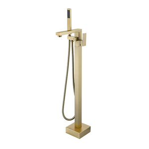 Hot selling brass brushed gold freestanding bathtub faucet floor mounted bathroom faucet