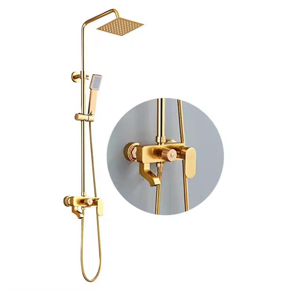 Samiyah Space Aluminum Black Gold Bathroom Rainfall Shower Set 3 Function Shower Combo cold mixed hot water valve faucet