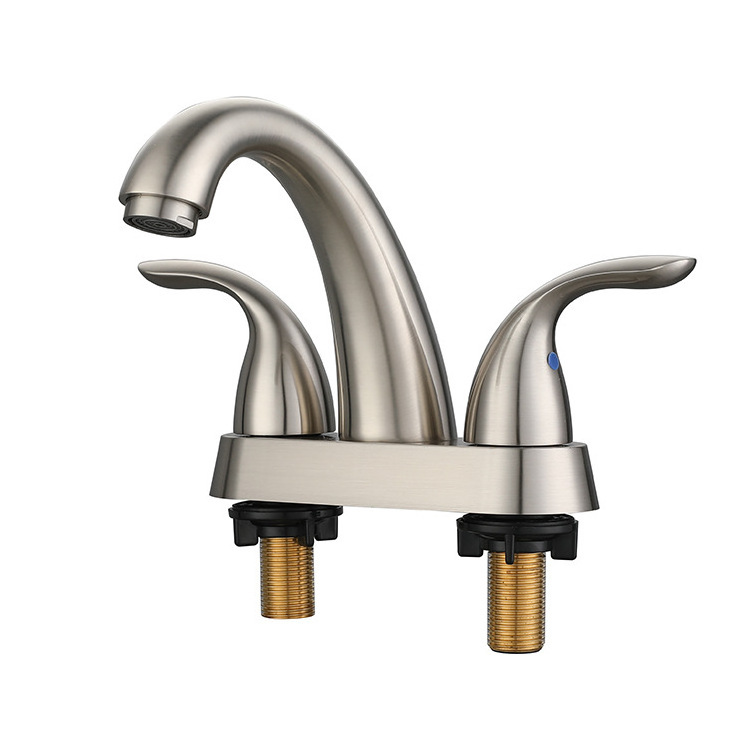 YAMIYAH Wide Bathroom Faucet 3-hole brushed nickel Bathroom Faucet Bathroom Sink Faucet Drain Kit