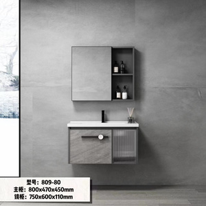 Samiyah Modern Style Aluminum Make Up Honeycomb board Cabinet Vanity Wall Hung Bathroom Vanities With Ceramic Sink + Mirror