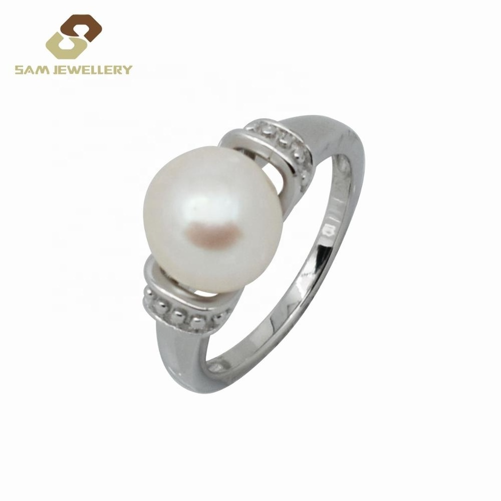 Dower Classic Minimalist Jewelry Endless Pearls Natural Freshwater Big Pearl Beaded Rings 925 Sterling Silver Women Rings