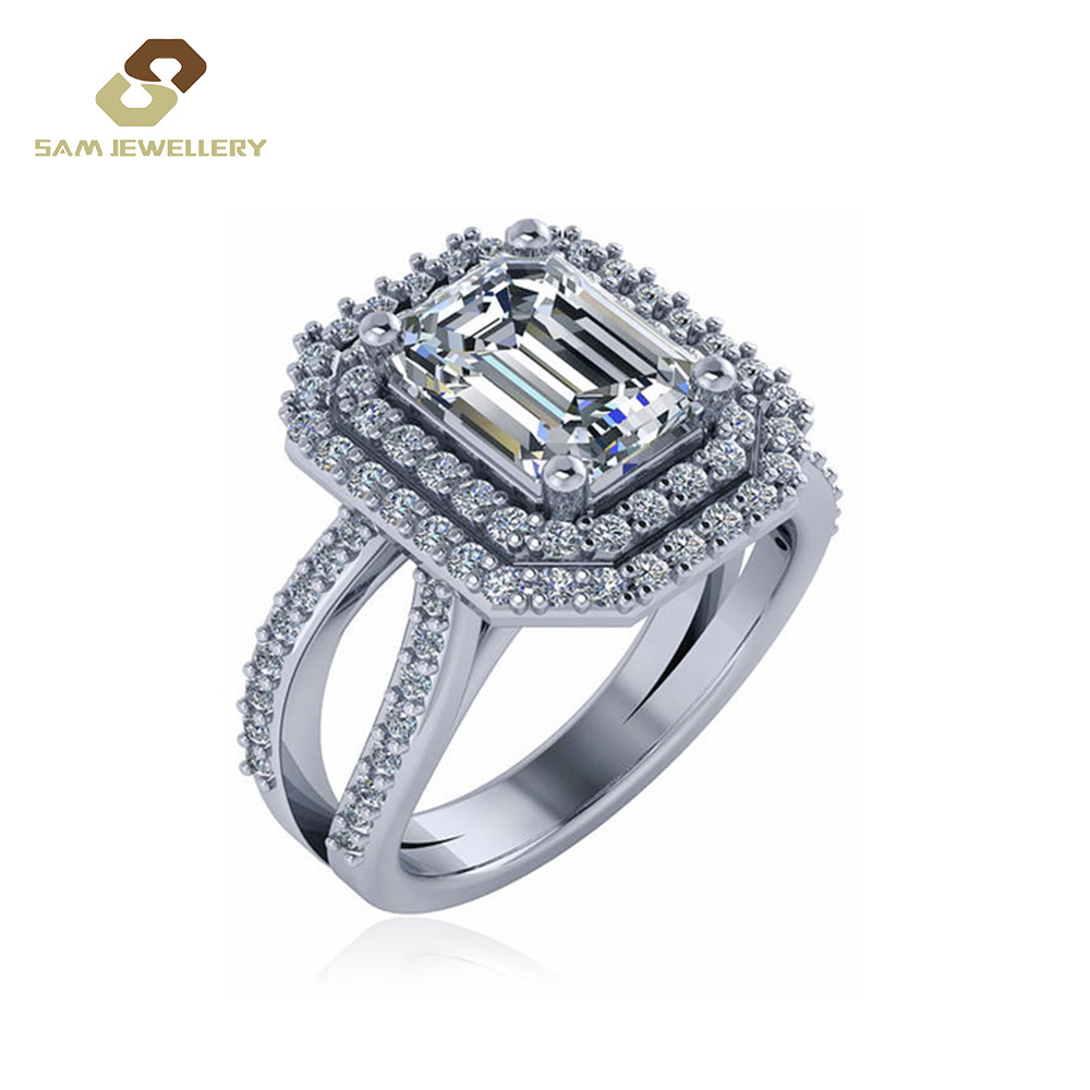 Engagement Rings Wedding Jewelry Ring Cut Cubic Zirconia 925 Silver Women Genuine Emerald Jewellery Gemstone Rings Zircon