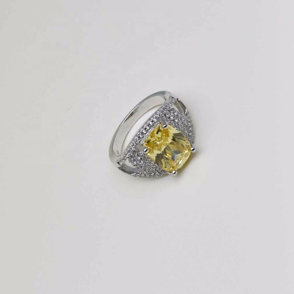 Mexican Style Luxury Big Stone Yellow Topaz Ring 925 Sterling Silver