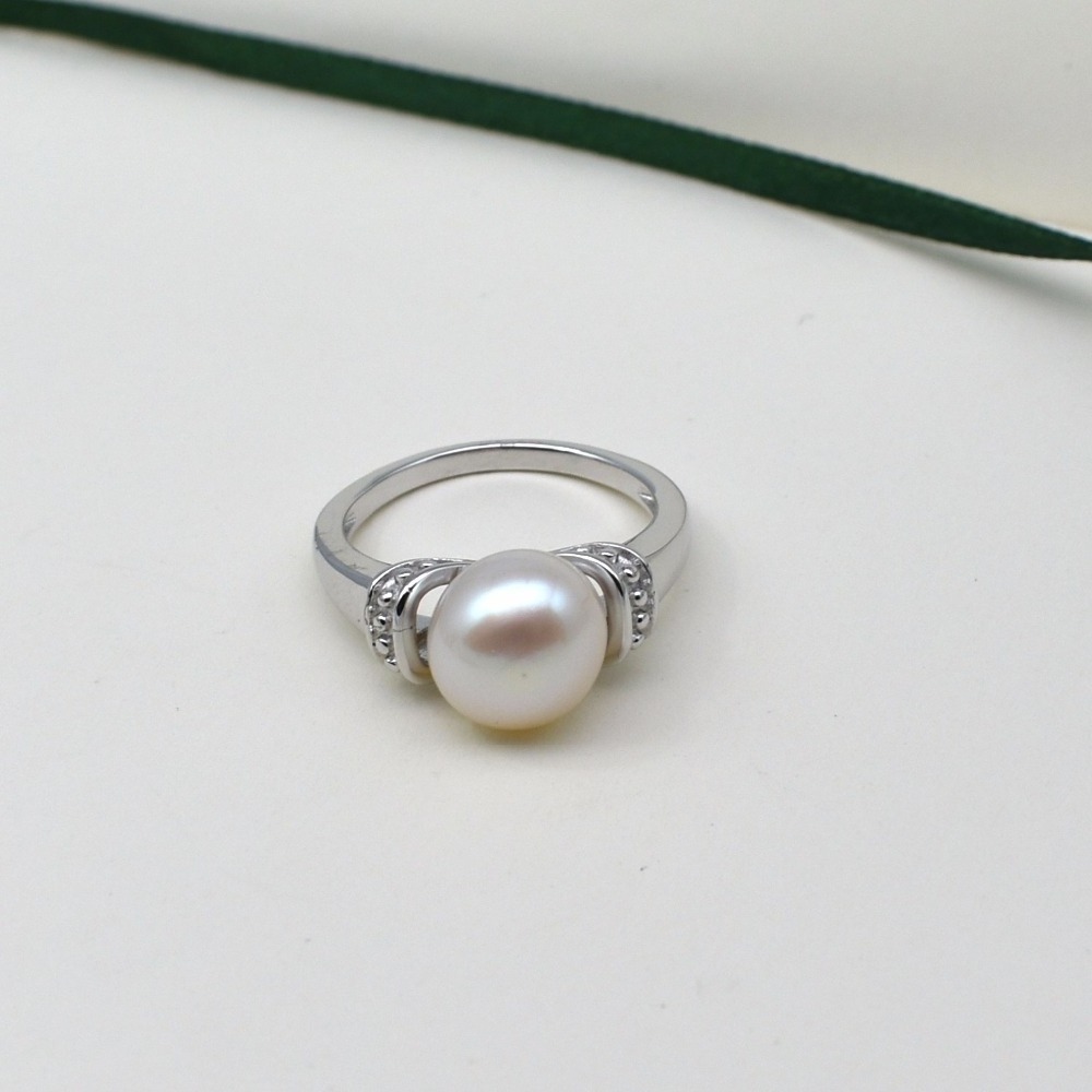 Dower Classic Minimalist Jewelry Endless Pearls Natural Freshwater Big Pearl Beaded Rings 925 Sterling Silver Women Rings