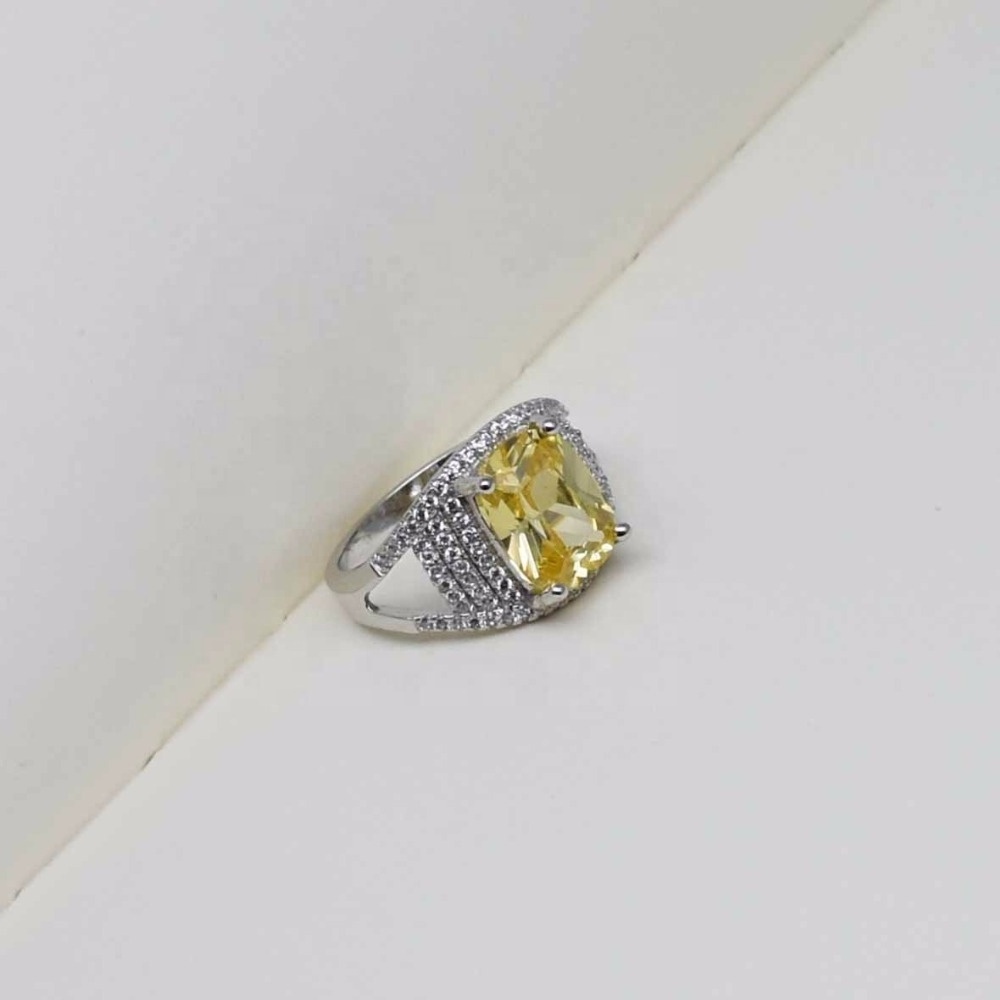 Mexican Style Luxury Big Stone Yellow Topaz Ring 925 Sterling Silver