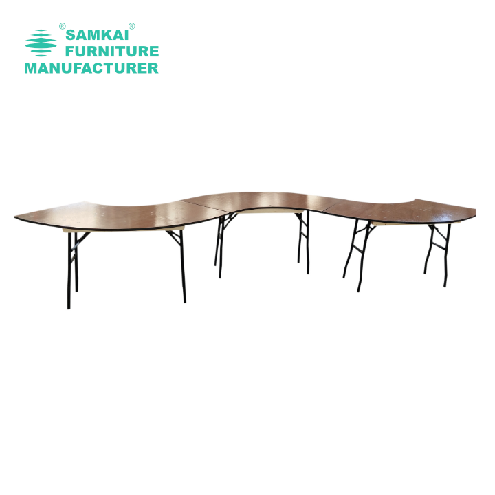 SK-YHZ-H003 Factory Wholesale Serpentine Wooden Office Desk Folding S Shape Serpentine Banquet Table