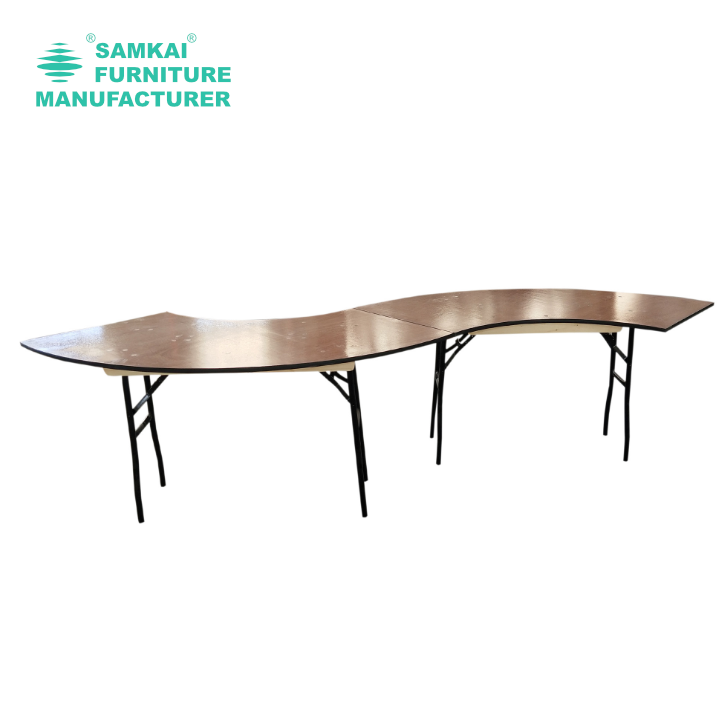 SK-YHZ-H003 Factory Wholesale Serpentine Wooden Office Desk Folding S Shape Serpentine Banquet Table