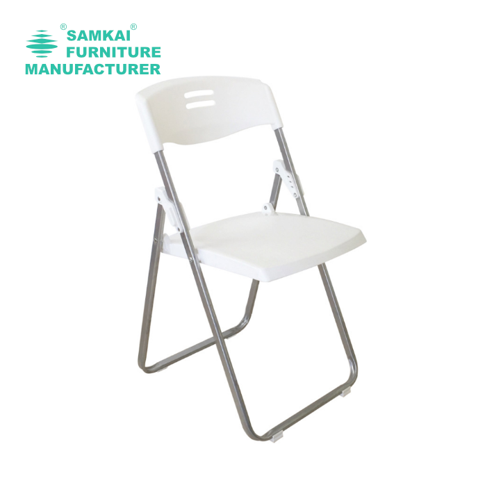 SK-ZDY-C005 Stackable White Plastic Folding Chairs for Outdoor Wedding Party Commercial Use