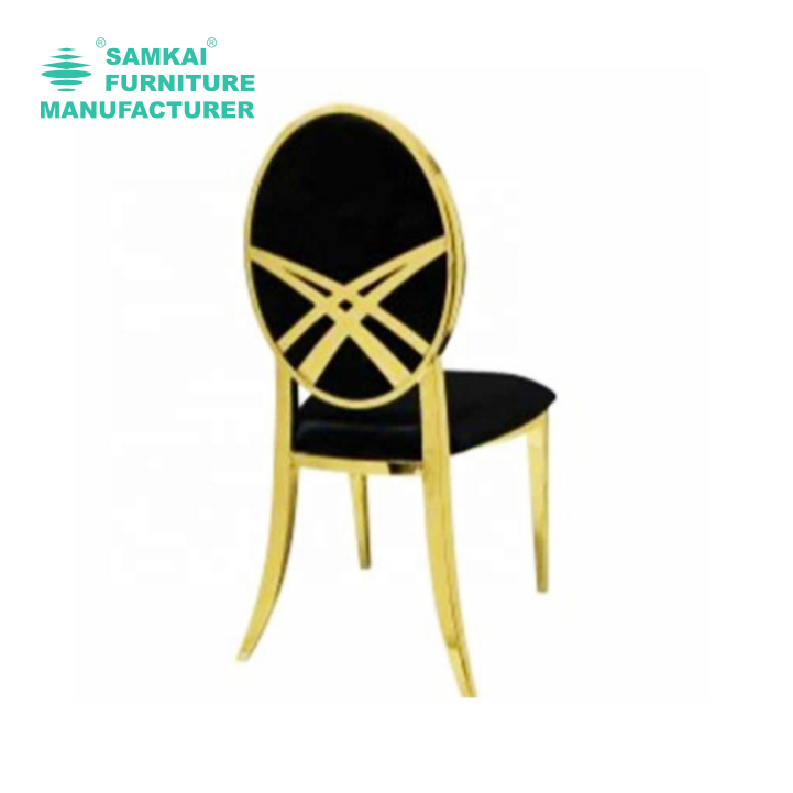 Elite White Leather Banquet Chair with Gold Metal Elegance for Event and Dining Spaces