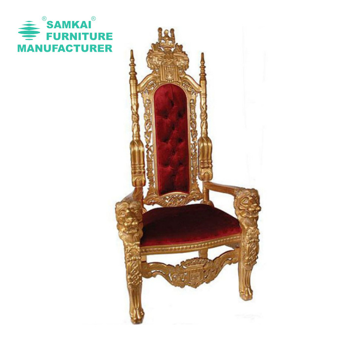 SK-GWY-C003 Wholesale Carved Wedding High Back Event Rental Royal King Throne Chair