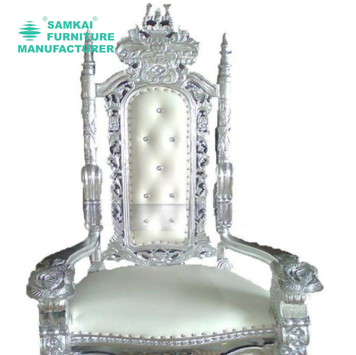 SK-GWY-C003 Wholesale Carved Wedding High Back Event Rental Royal King Throne Chair