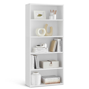 SJ-1 Bookshelf 5-Tier Open Bookcase with Adjustable Storage Shelves Floor Standing Unit Cloud White