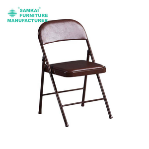 SK-ZDY-D003 Stylish Black Leather Foldable Chair with Sturdy Metal Construction for Events