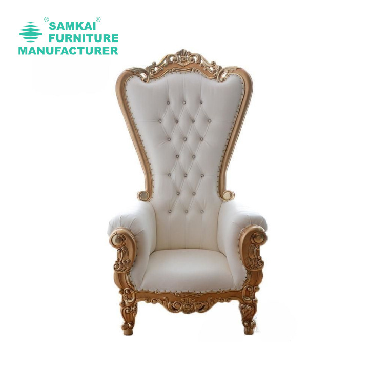 SK-GWY-B001 Wholesale furniture party chairs event wedding gold stainless steel metal frame banquet hotel wedding chair