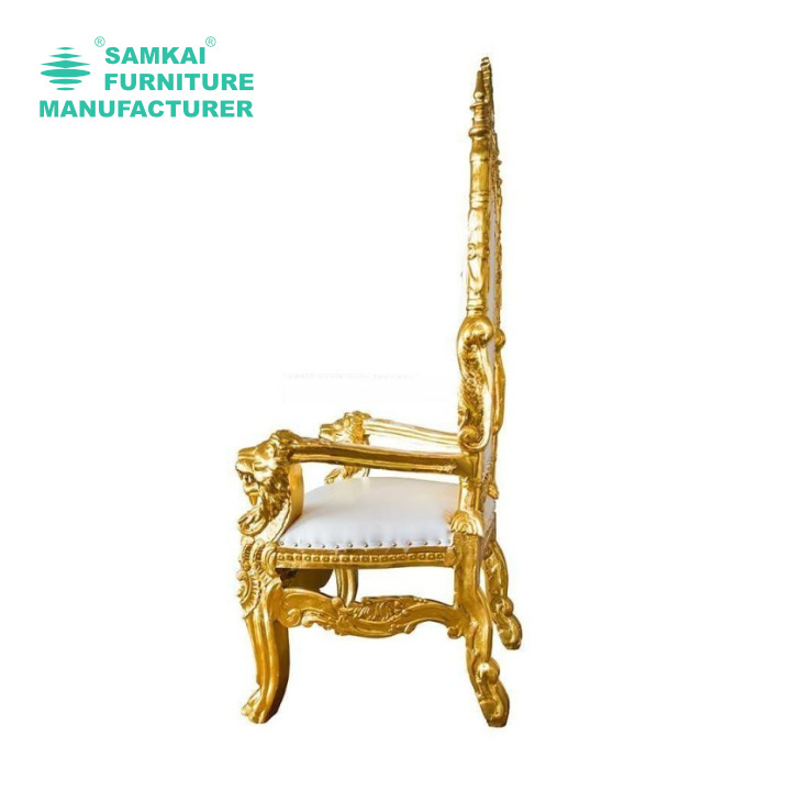 SK-GWY-C003 Wholesale Carved Wedding High Back Event Rental Royal King Throne Chair