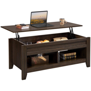 KFZ-10 Lift Top Coffee Table with Hidden Storage Compartment Rising Tabletop Pop Up Center Table for Living Room