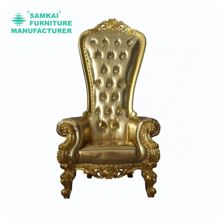 SK-GWY-B001 Wholesale furniture party chairs event wedding gold stainless steel metal frame banquet hotel wedding chair