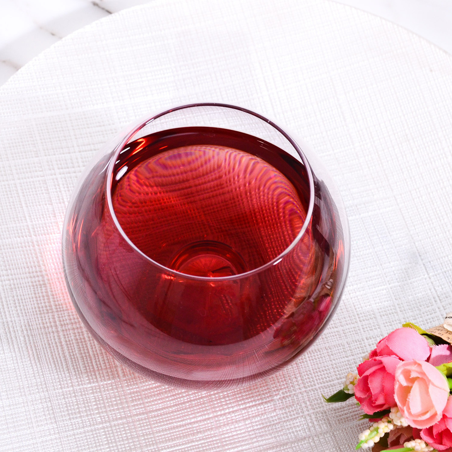 Samlife Wholesale Custom Unique Modern Luxury Hand Blown Colored Crystal Glass Goblet Pink Red Wine Glasses