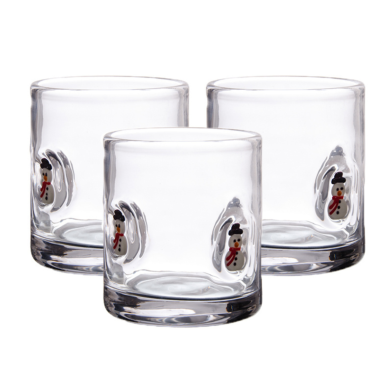 Samlife Hand Blown Mexican Christmas Natural Clear Bubbles Cylinder Glass Votive  Tea Light Candle Holder