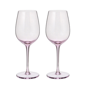 Samlife Wholesale Custom Unique Modern Luxury Hand Blown Colored Crystal Glass Goblet Pink Red Wine Glasses