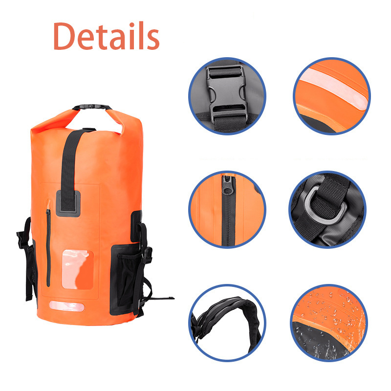 Customized Logo 500D PVC Tarpaulin Float Boat Beach Gear Water Proof Ocean Pack DryBag 35L Waterproof Dry Bag Backpack