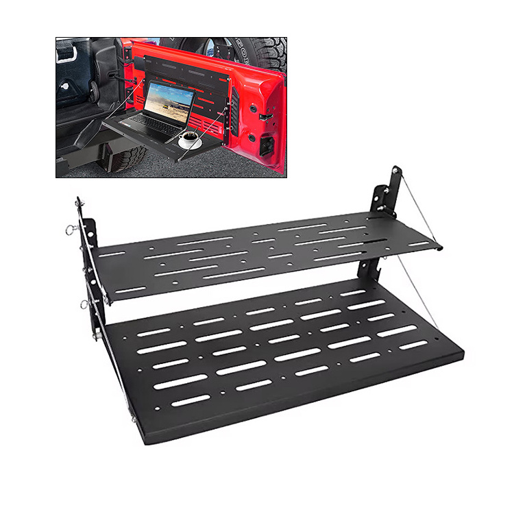 Double-Layer Tailgate Foldable Cargo Shelf Storage Luggage Holder Table Compatible with Jeep Wangler JL 2018-2020 24 rear door