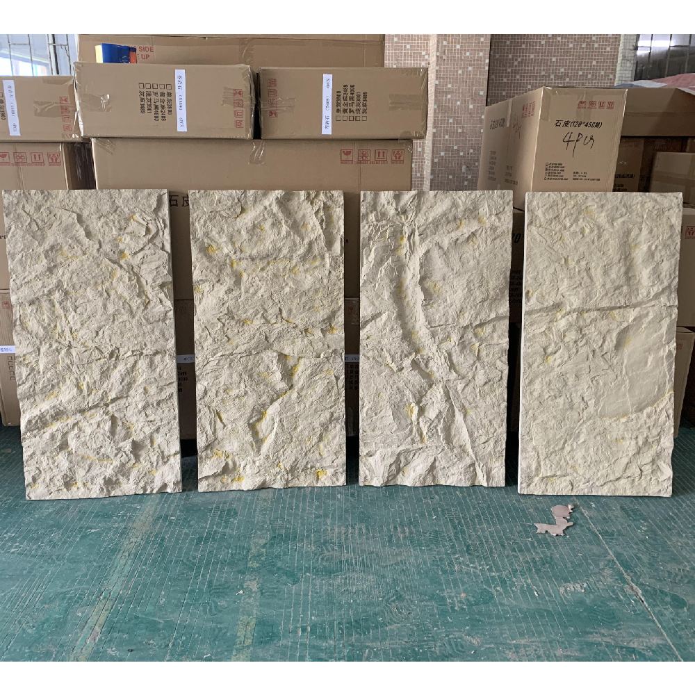 New material  PU Folio rock Stone panel wall Faux Polyurethane Stone Panel 3D Wall panel board